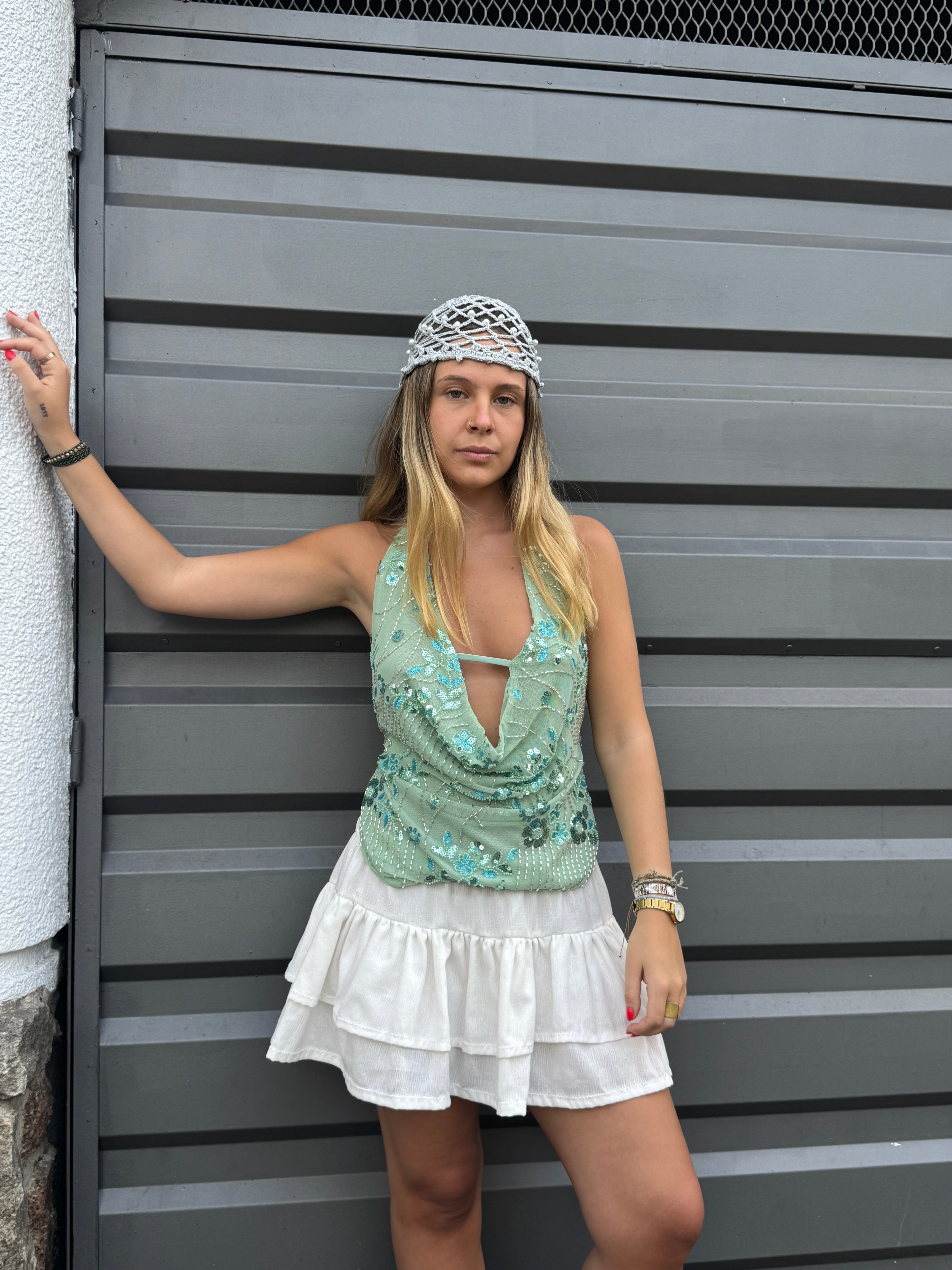 Mesh Cap - con perlas